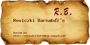 Reviczki Barnabás névjegykártya
